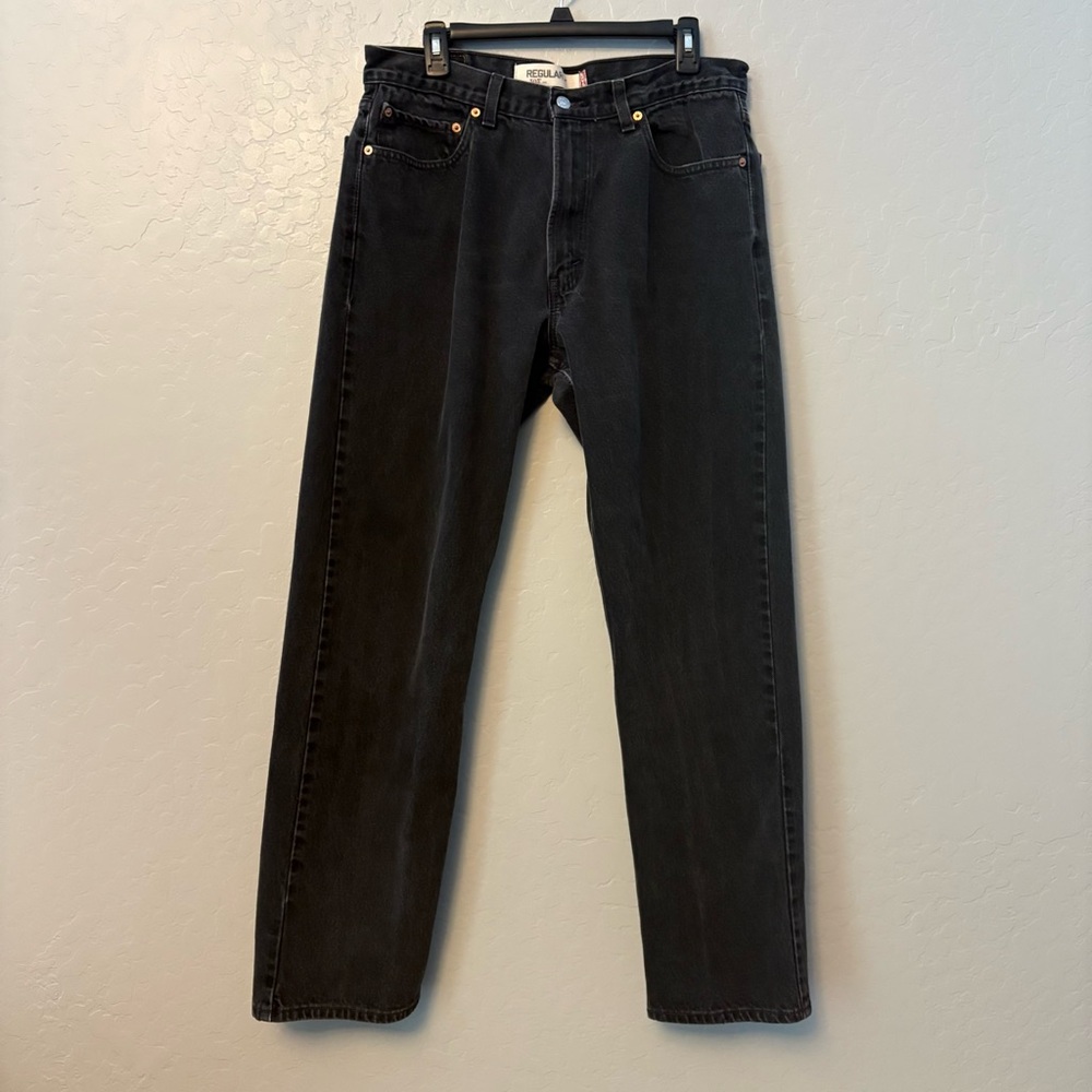 Levi's 505 regular fit black straight leg jeans size 36x32
